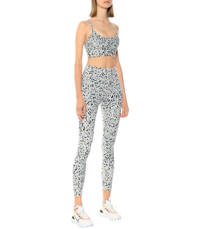 Shop Varley Century Leopard-print Leggings In Silver