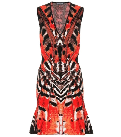 Shop Alexander Mcqueen Jacquard Knit Dress In Red