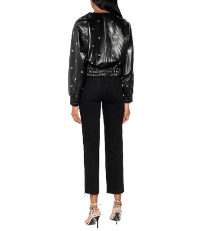 Shop Isabel Marant Quenty Leather Bomber Jacket In Black