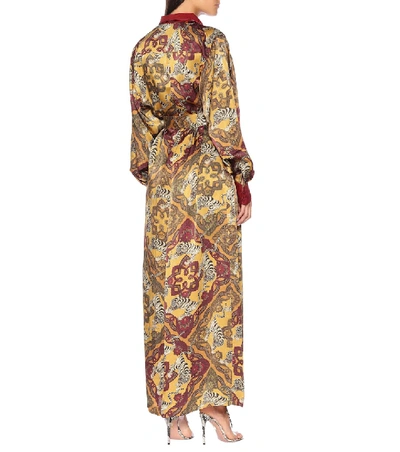 Shop F.r.s For Restless Sleepers Febo Printed Satin-cloqué Shirt Dress In Yellow