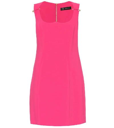 Shop Versace Safety Pin Crêpe Minidress In Pink