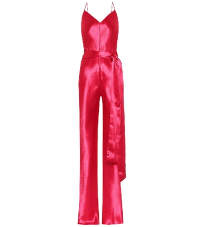 Shop Galvan Slouchy Satin Jumpsuit In Pink