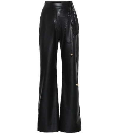 Nanushka Chimo Cropped Vegan Leather Wide-leg Pants In Black