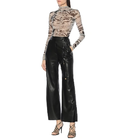 Nanushka Chimo Cropped Vegan Leather Wide-leg Pants In Black