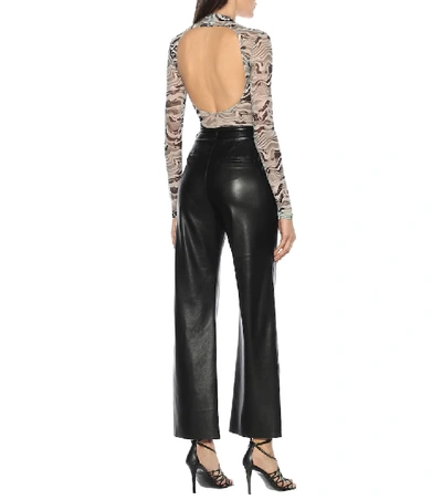 Nanushka Chimo Cropped Vegan Leather Wide-leg Pants In Black