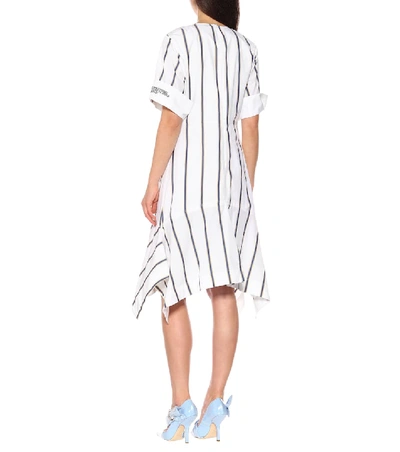 Shop Calvin Klein 205w39nyc Striped Cotton Poplin Midi Dress In White