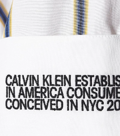 Shop Calvin Klein 205w39nyc Striped Cotton Poplin Midi Dress In White