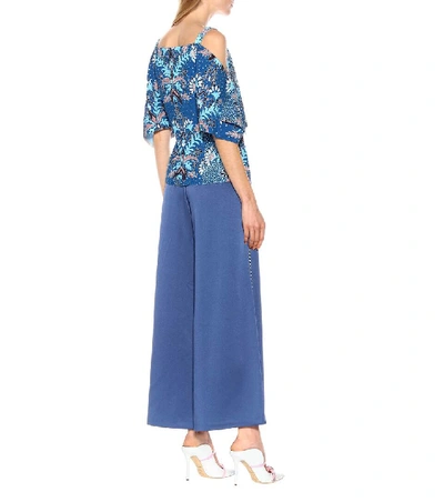 Shop Peter Pilotto Printed Cold-shoulder Top In Blue