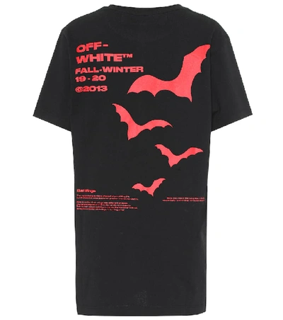 Shop Off-white Bat Printed Cotton T-shirt In Black