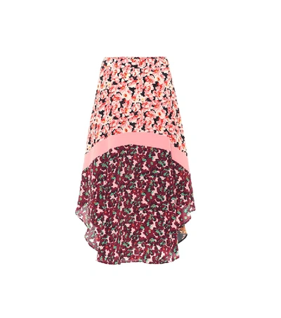 Shop Stella Mccartney Printed Silk Midi Skirt In Pink