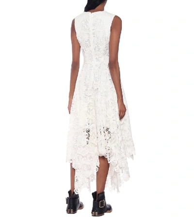 Shop Alexander Mcqueen Asymmetric Guipure Lace Midi Dress In White