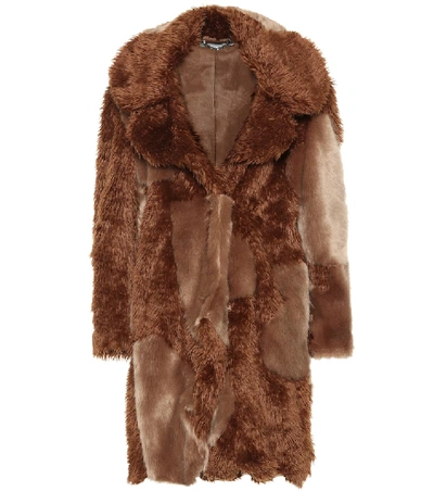 Shop Stella Mccartney Sugar Cane Faux Fur Coat In Brown