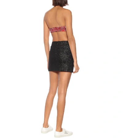 Shop Saint Laurent Paisley Cotton Bandeau Crop Top In Red