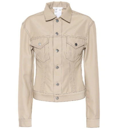 Shop Helmut Lang Cotton-blend Denim Jacket In Beige