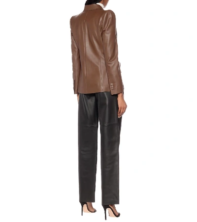 Shop Fendi Leather Blazer In Brown