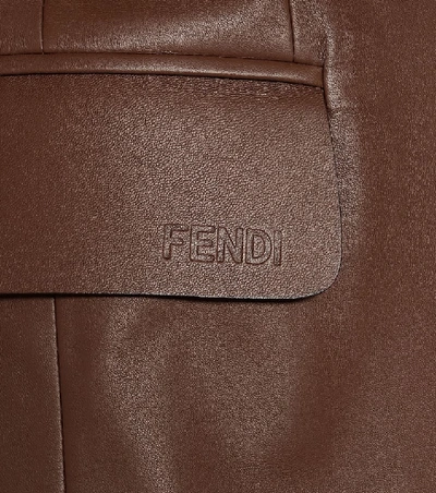 Shop Fendi Leather Blazer In Brown