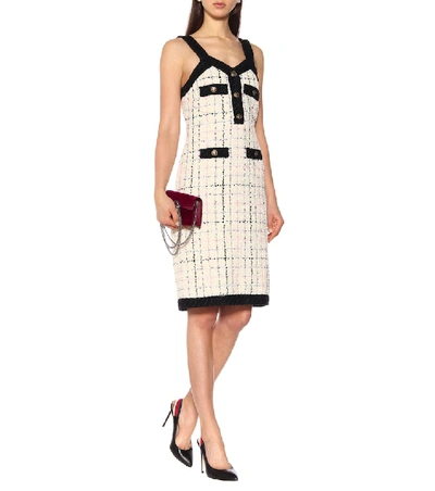 Shop Gucci Tweed Dress In White