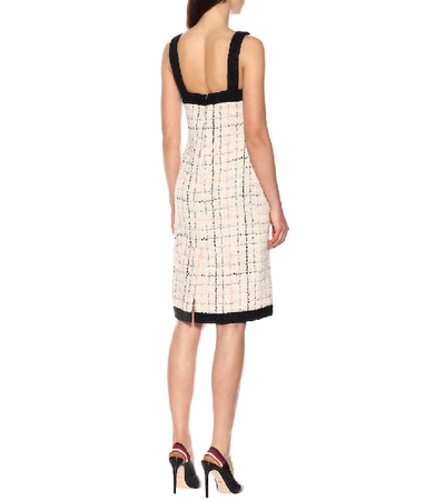 Shop Gucci Tweed Dress In White