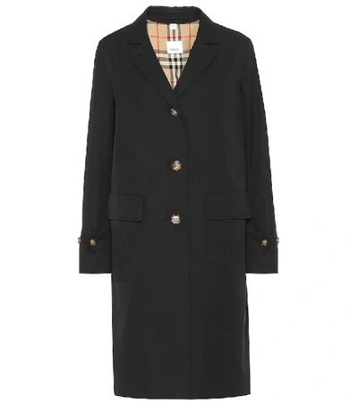 Shop Burberry Cotton Trench Coat In Black