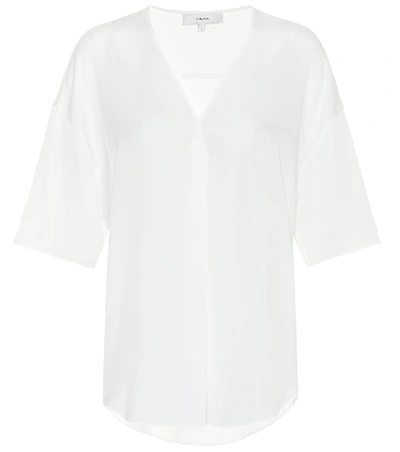 Shop Vince Stretch-silk Blouse In White