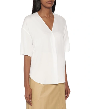 Shop Vince Stretch-silk Blouse In White