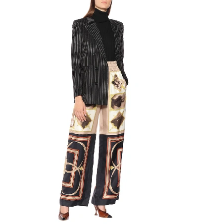 Shop Burberry Printed Silk Pants In Brown