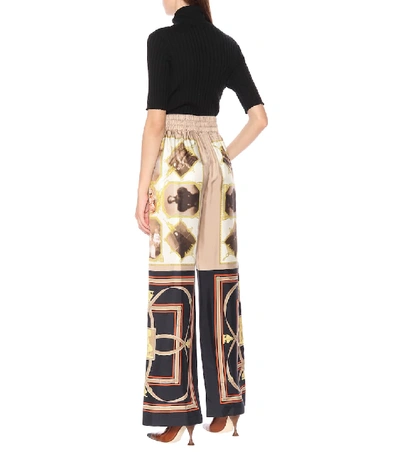 Shop Burberry Printed Silk Pants In Brown