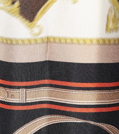 Shop Burberry Printed Silk Pants In Brown
