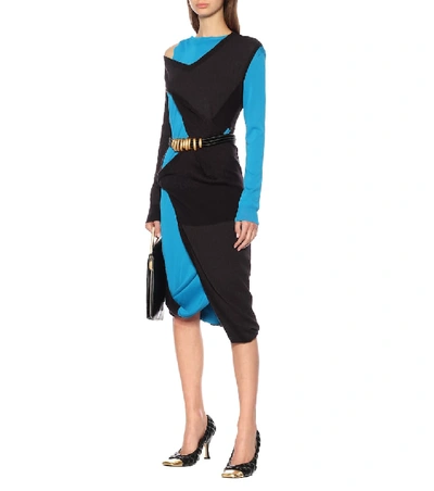 Shop Bottega Veneta Cotton And Mohair-blend Dress In Black
