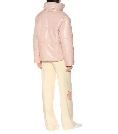 Shop Nanushka Hide Faux Leather Puffer Jacket In Pink
