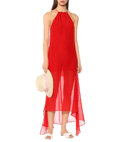 Shop Alexandra Miro Sophia Silk Organaza Maxi Dress In Red