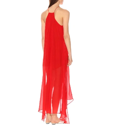 Shop Alexandra Miro Sophia Silk Organaza Maxi Dress In Red