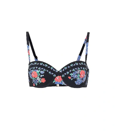 Shop Tory Burch Floral Bikini Top In Black