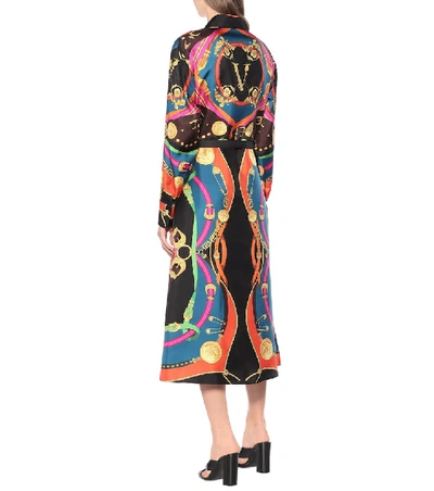 Shop Versace Printed Silk Midi Shirt Dress In Multicoloured