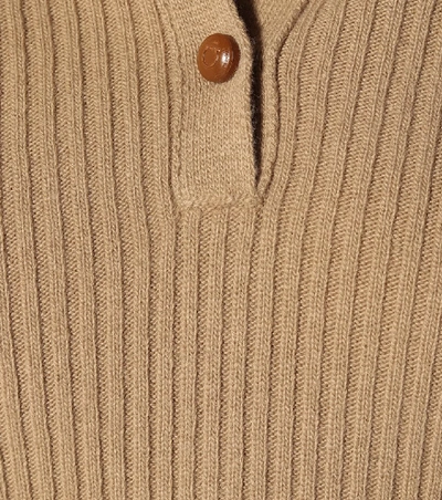 Shop Ferragamo Wool-blend Polo Shirt In Beige