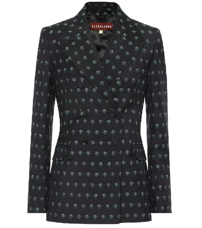 Shop Alexa Chung Jacquard Wool-blend Blazer In Black