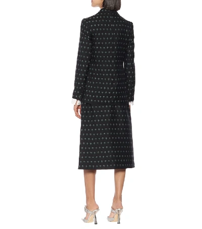 Shop Alexa Chung Jacquard Wool-blend Blazer In Black