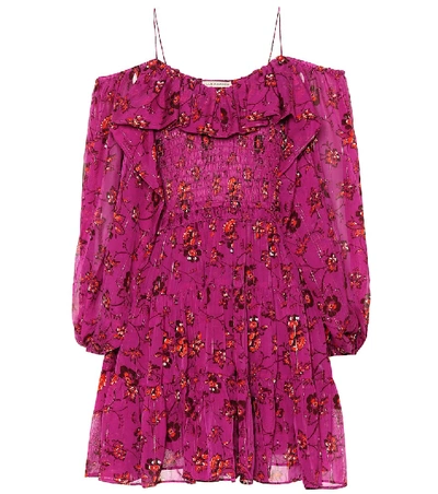 Shop Ulla Johnson Monet Silk-blend Minidress In Purple