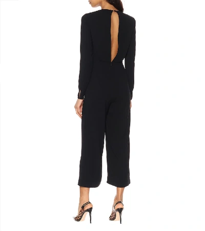 Shop Self-portrait Crêpe Wide-leg Jumpsuit In Black