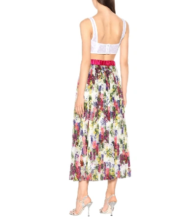 Shop Dolce & Gabbana Floral-printed Plissé Midi Skirt In Multicoloured