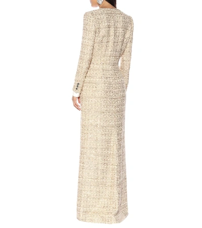 Shop Alessandra Rich Sequined Tweed Dress In Gold