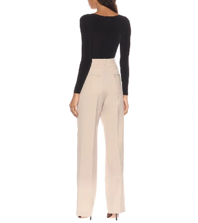 Shop Helmut Lang High-rise Straight Pants In Beige