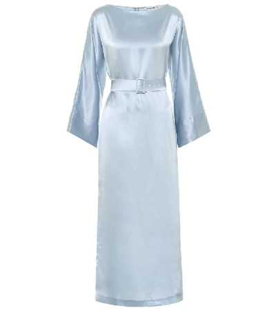 Shop Bernadette Jackie Silk-satin Midi Dress In Blue
