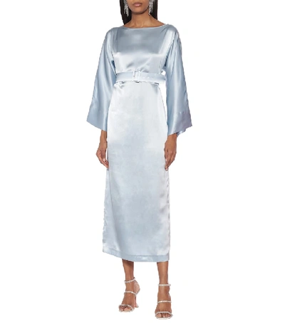 Shop Bernadette Jackie Silk-satin Midi Dress In Blue