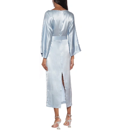 Shop Bernadette Jackie Silk-satin Midi Dress In Blue