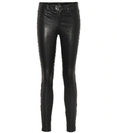 Shop J Brand L8001 Mid-rise Leather Leggings In Black