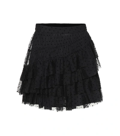 Shop Ulla Johnson Polka-dot Tulle Miniskirt In Black