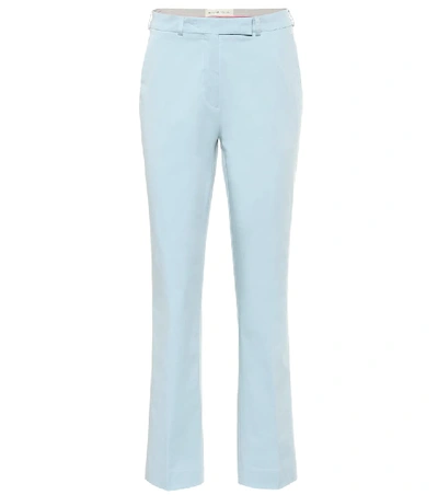 Shop Etro Mid-rise Straight Cotton Pants In Blue