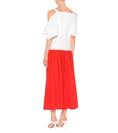 Shop Peter Pilotto Off-the-shoulder Cotton Top In White