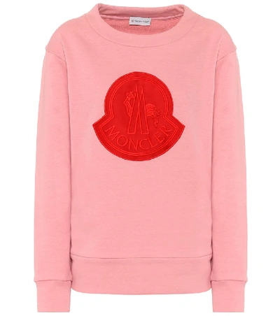 Shop Moncler Logo Cotton-blend Sweatshirt In Pink